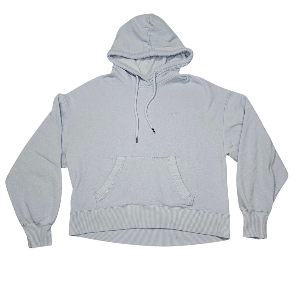 Hollister Relaxed Pullover Hoodie Sweatshirt Light Blue Sz S